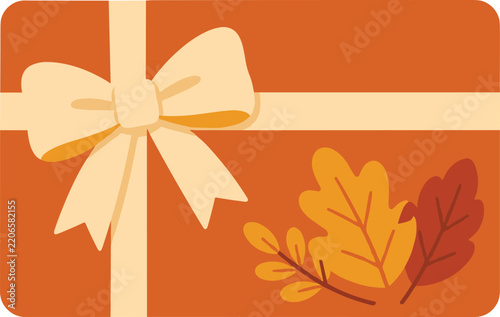 Gift Card with Fall Leaves and Cream Ribbon