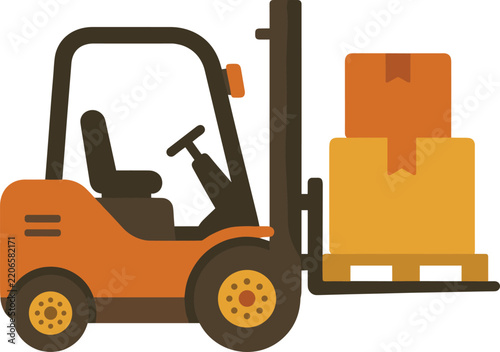 Forklift Truck Lifting Stacked Boxes for Logistics and Delivery