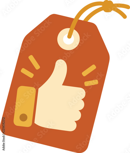Orange Price Tag with Thumbs Up Icon