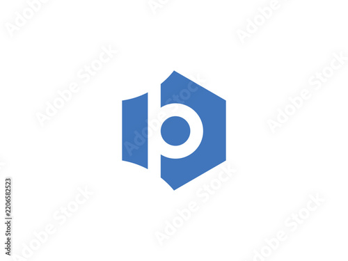 Minimalist blue hexagon modern logo with circular cutout for technology and brand identity
