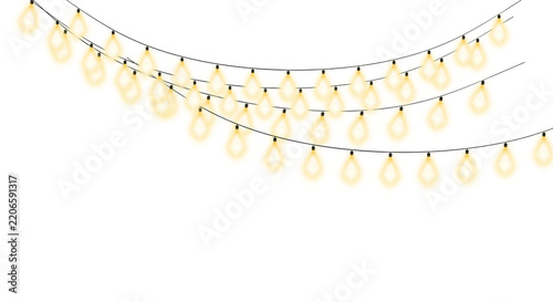 Glowing diamond shaped light bulbs hanging on decorative black string