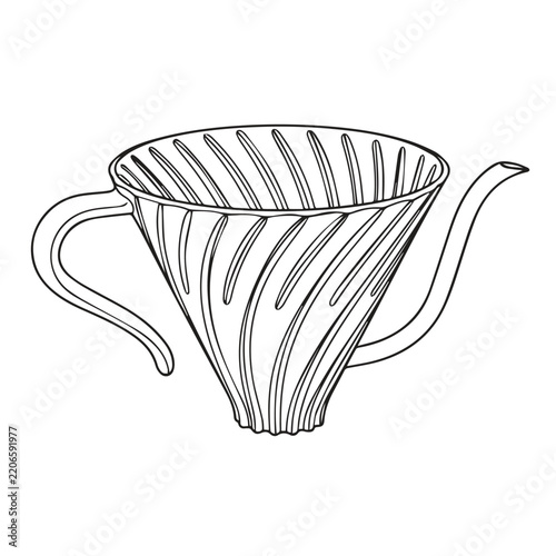 Line art illustration of a manual coffee grinder or brewer cone shape