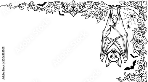 Halloween Corner Border Decoration Hanging Bat Spider Outline Design