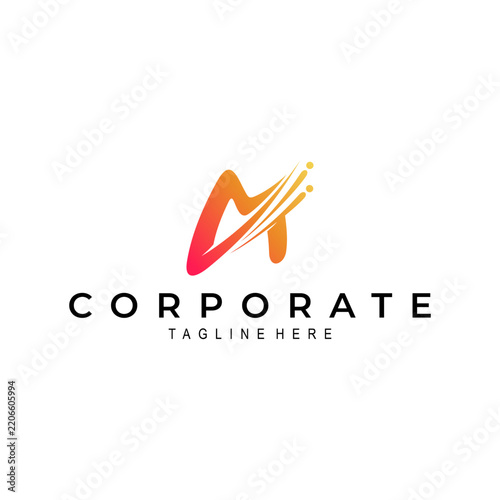 Abstract Letter M Motion Speed Gradient Logo Template