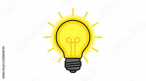 Glowing yellow light bulb icon as a symbol of creative idea and innovation