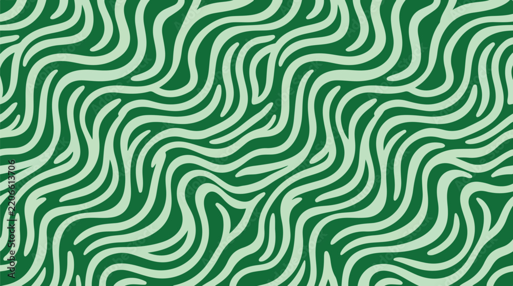 Fototapeta premium Abstract Green Organic Wavy Line Seamless Pattern