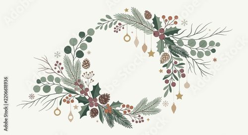 Modern Botanical Christmas Wreath