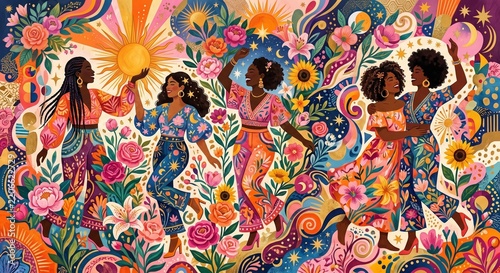 Maximalist illustration celebrating confident modern women