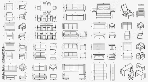 Comprehensive Furniture Blueprint Collection for Interior Design Planning