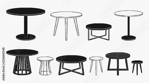 Elegant Round Tables Collection with Varied Modern Leg Designs for Interior Decor