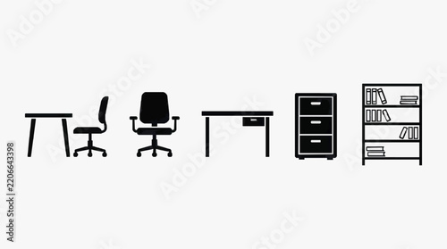 Professional Office Furniture Set with Desk Chairs Filing Cabinet and Bookshelf