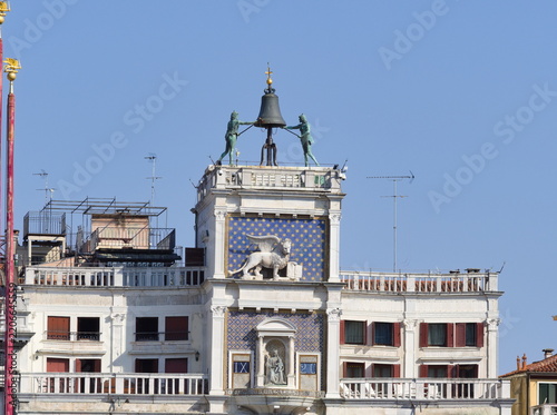 Detail of the clock tower in Venice