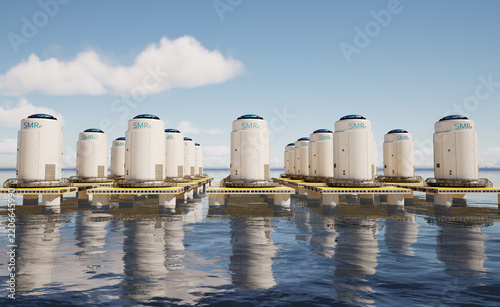 Obraz na płótnie Small modular nuclear reactors on offshore platform in the ocean