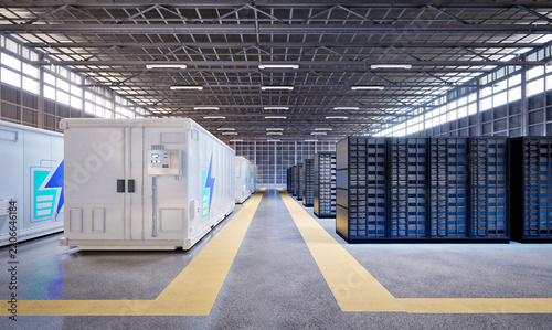 Obraz na płótnie Energy storage system or battery container unit for data center