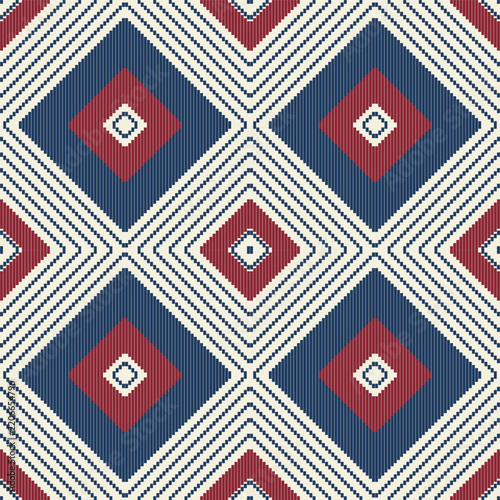 Geometric Diamond Seamless Pattern in Navy and Burgundy