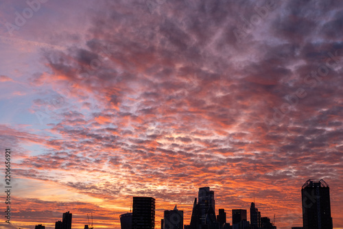 The sun begins to set over London