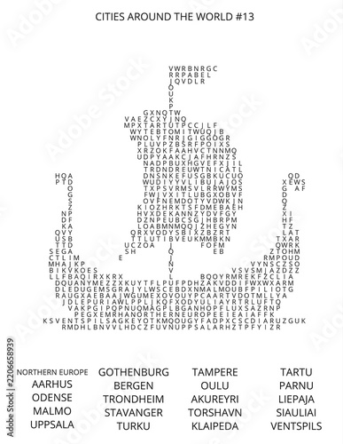 A Glimpse of a Paper-Based Word Search Puzzle with City and Country Names