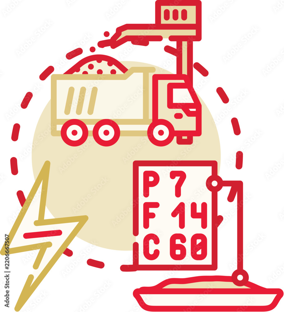 Fototapeta premium Nutrient transport pathway icon representing environmental supply chain processes. Including digital tracking of food products. Logistics with a truck