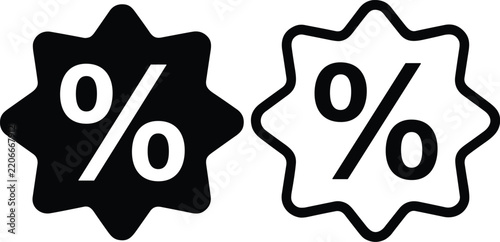 Discount Percentage Badges in Black and White