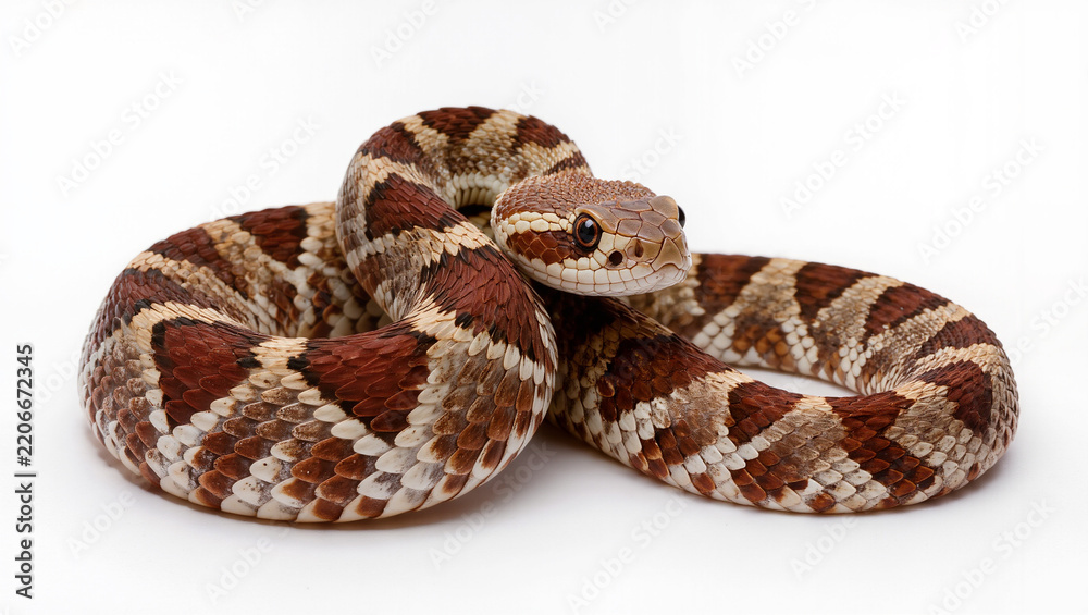Fototapeta premium Red Diamondback Rattlesnake Isolated on Seamless White Background