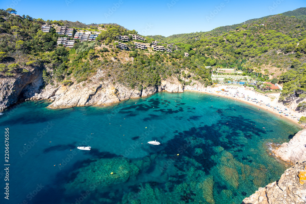 Obraz premium view on Cala Giverola bay on Costa Brava coast in Spain