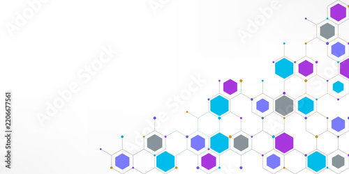 Graphic design element with abstract geometric background of simple hexagon pattern