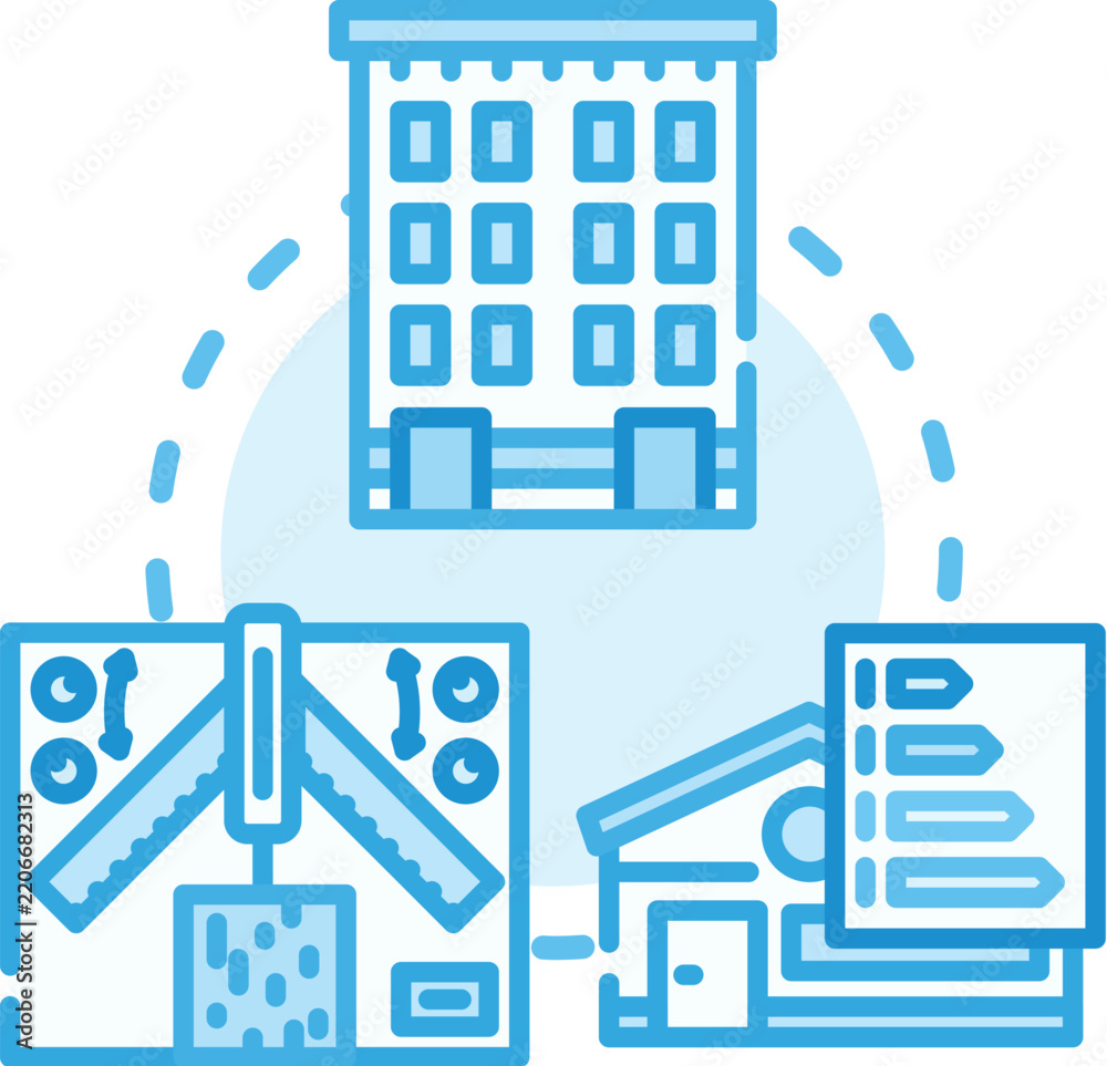 Obraz premium Building reconstruction concept illustrating residential structure renovation, construction, and demolition processes, emphasizing property repair and home maintenance projects