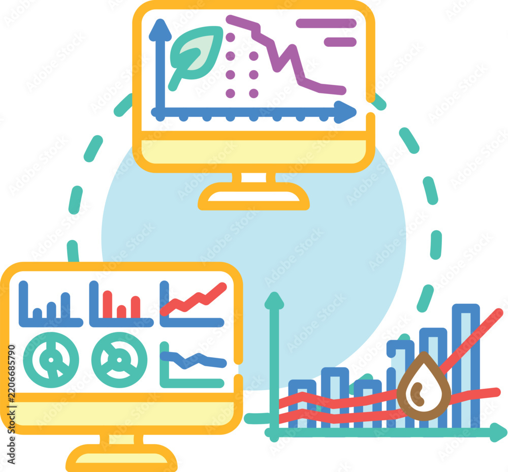 Fototapeta premium Business icons presenting hidden demand and potential sales in a marketplace, using data analysis, market research, and consumer insights