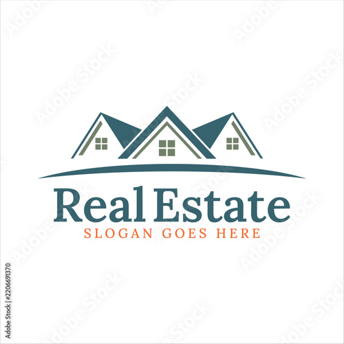 Modern real estate logo vector featuring a minimalist house and architectural elements, symbolizing property, residential development, housing, investment, construction, and professional real estate s