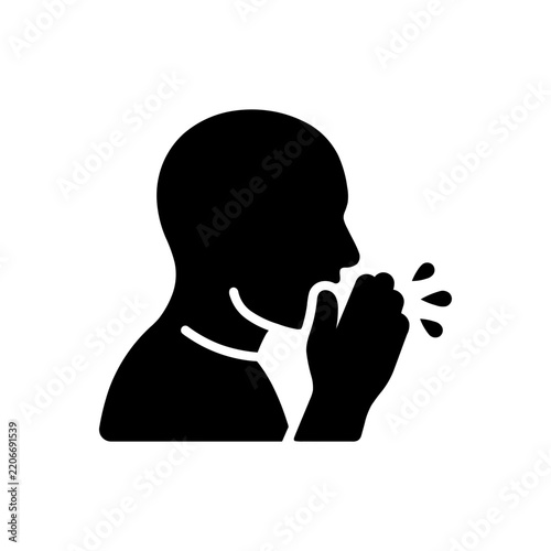 Person coughing into hands icon