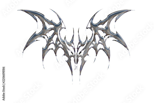 Obraz na plátně Futuristic Metallic Bat Wings Graphic Element for Heavy Metal and Cyberpunk Aest