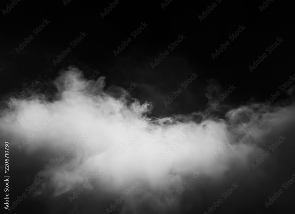 Obraz premium White smoke or fog isolated on a black background, perfect for overlay effects and design elements