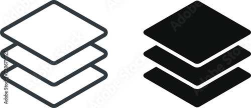 Stacked layers icon set, vector illustration