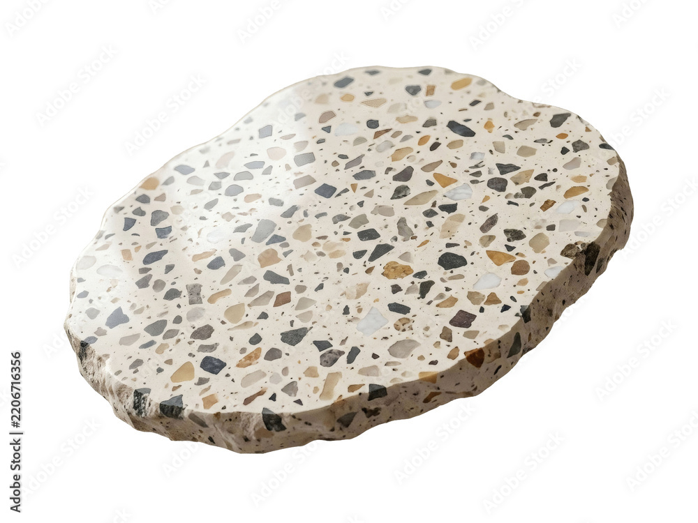 Obraz premium Isolated Polished Terrazzo Stone Swatch with Natural Speckled Chips.