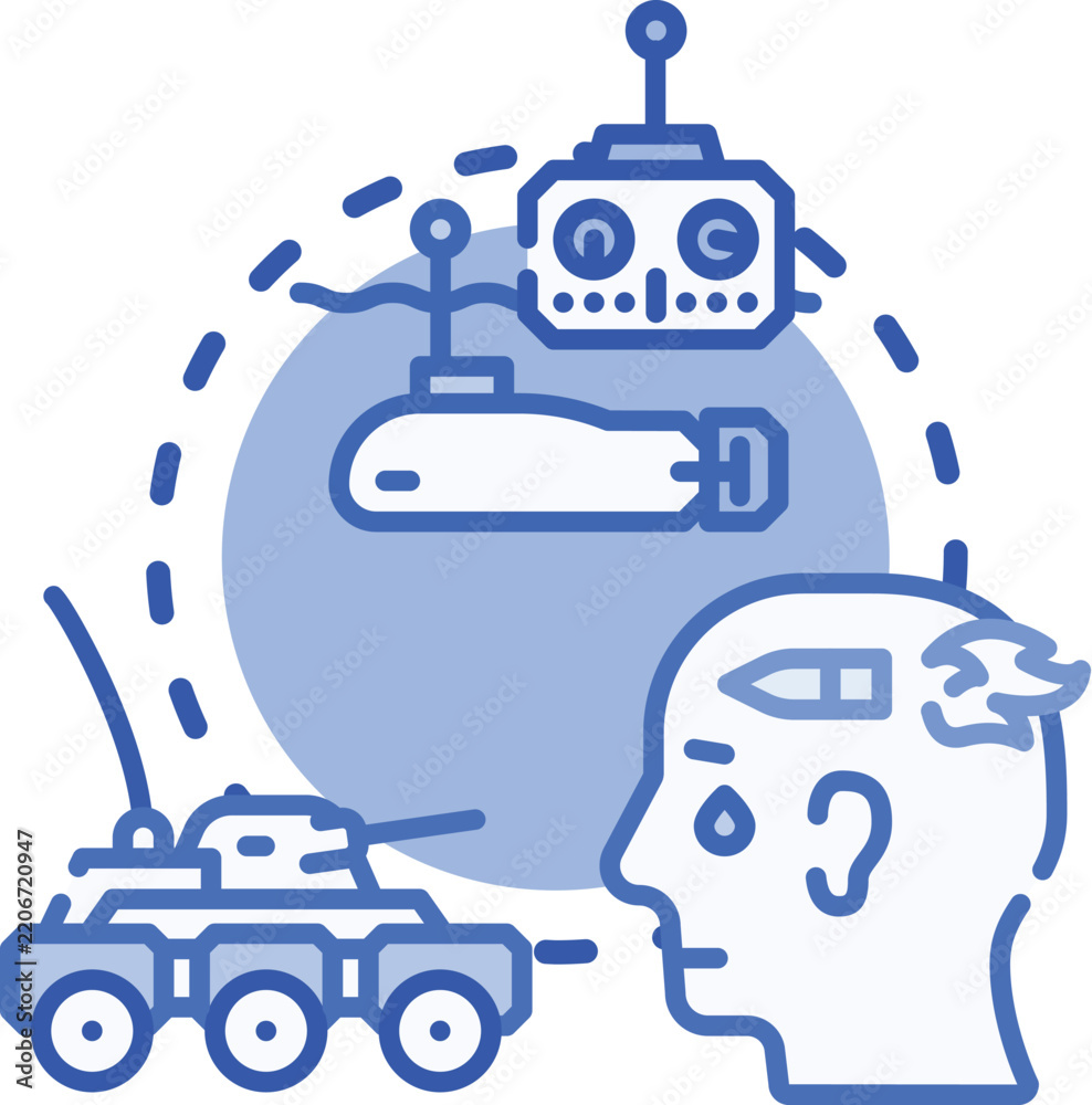 Obraz premium Military leader with virtual reality headset overseeing strategic planning, directing armed defense vehicles, and managing troop movements for effective tactical operations