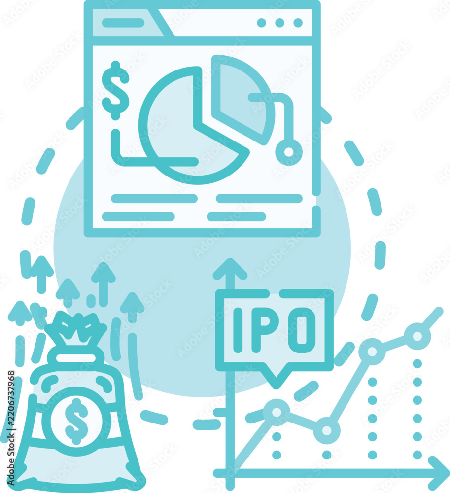 Fototapeta premium Investors are analyzing market data and financial trends to manage risks and attract capital, building investment portfolios and maximizing returns on equity