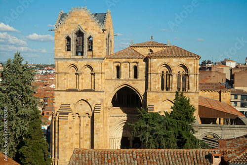 Historic RomanesqueBasílica de los santos Vicente, Sabina y Cristeta Tower in Spanish City of Avila