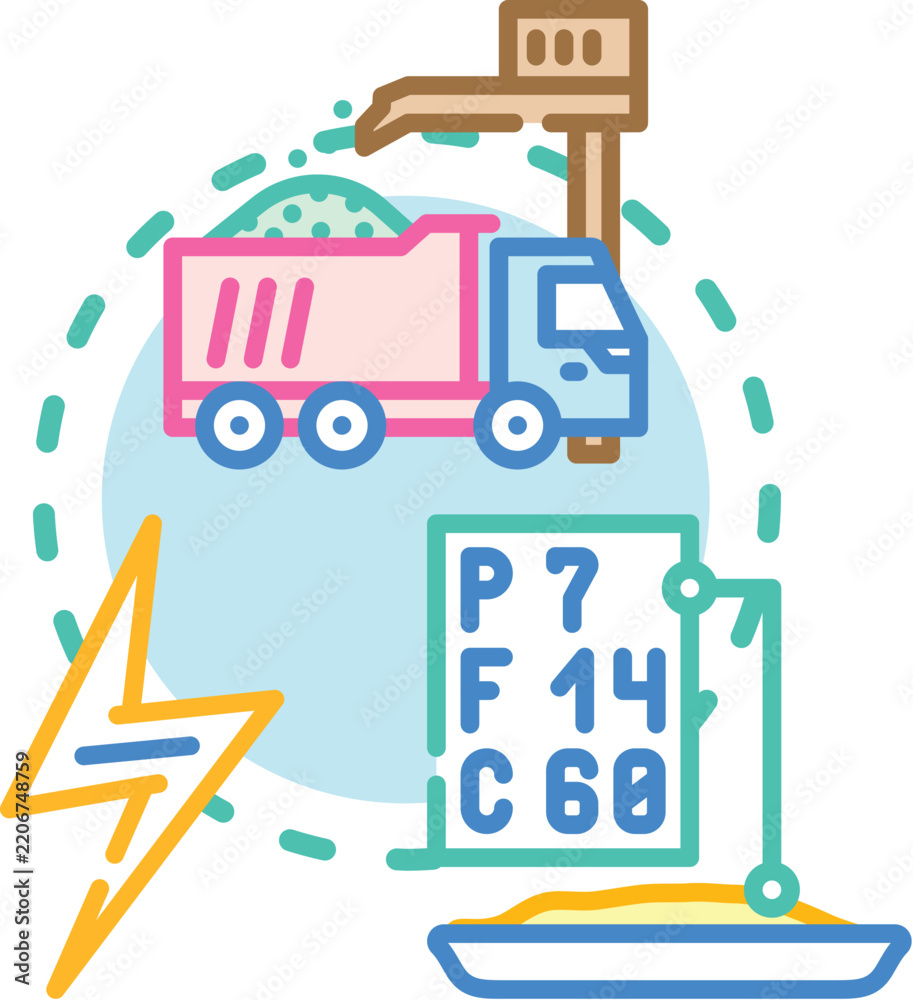 Fototapeta premium Nutrient transport pathway icon representing environmental supply chain processes. Including digital tracking of food products. Logistics with a truck