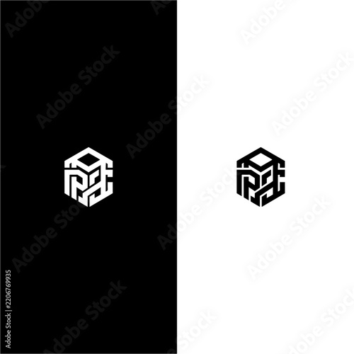monogram logo on black and white background
