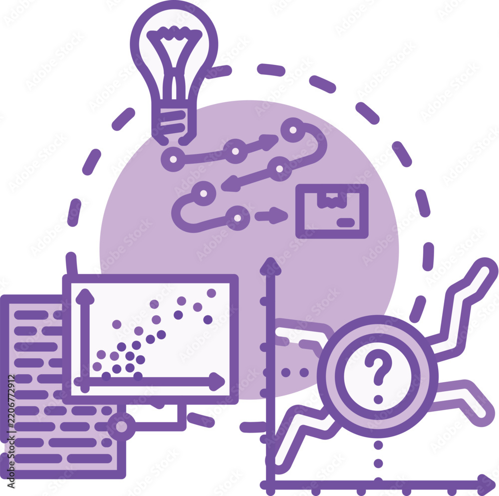 Fototapeta premium Product analysis involving market research. Data strategy. And innovation processes. Optimizing development and identifying opportunities in the digital marketplace for successful commercial solutions