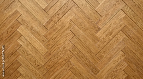 Natural Oak Wood Flooring with Herringbone Pattern Texture.