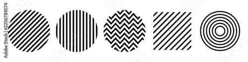 Retro geometric seamless pattern background with bold brutalist aesthetic and abstract circles design. Geometric ornament pattern collection of monochrome vector repeatable background set.
