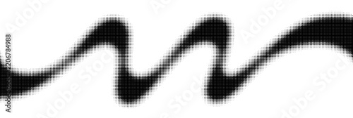 Black halftone dot Wave flowing zigzag pattern line, Black abstract doted Monochrome Gradient ripple texture for modern graphic design.