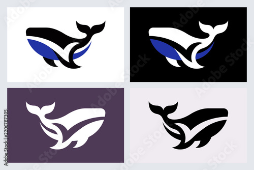 Whale Logo Vector Set Modern Minimalist Design (1)