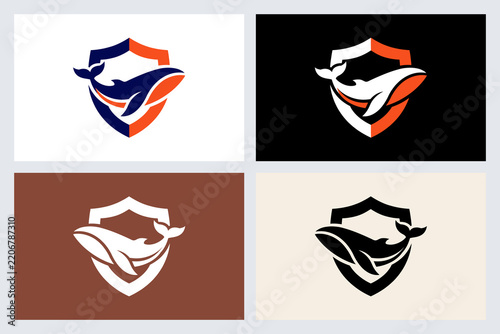 Whale Shield Logo Design Set (1)