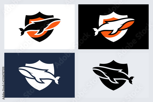 Whale Shield Logo Design Set (2)