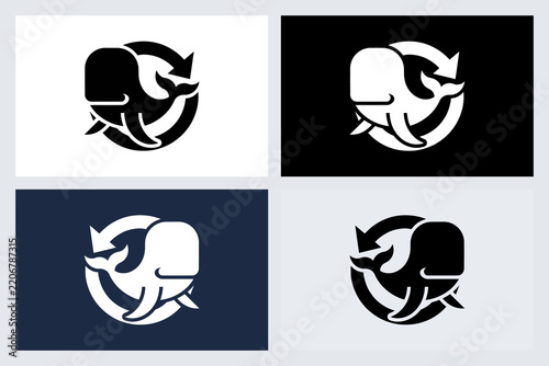 Whale Recycle Logo Icon Set