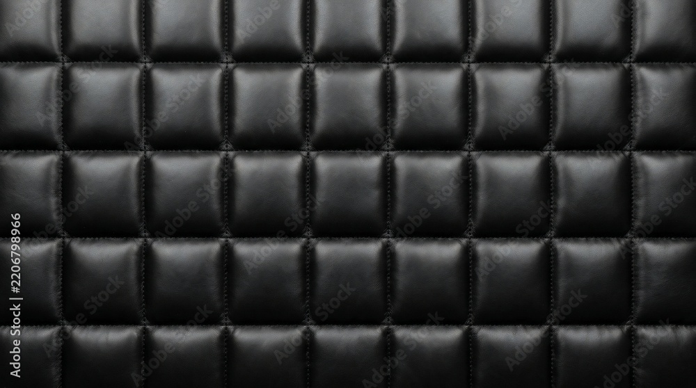 Naklejka premium Premium black synthetic leather texture with a quilted square tufted pattern for luxury upholstery background