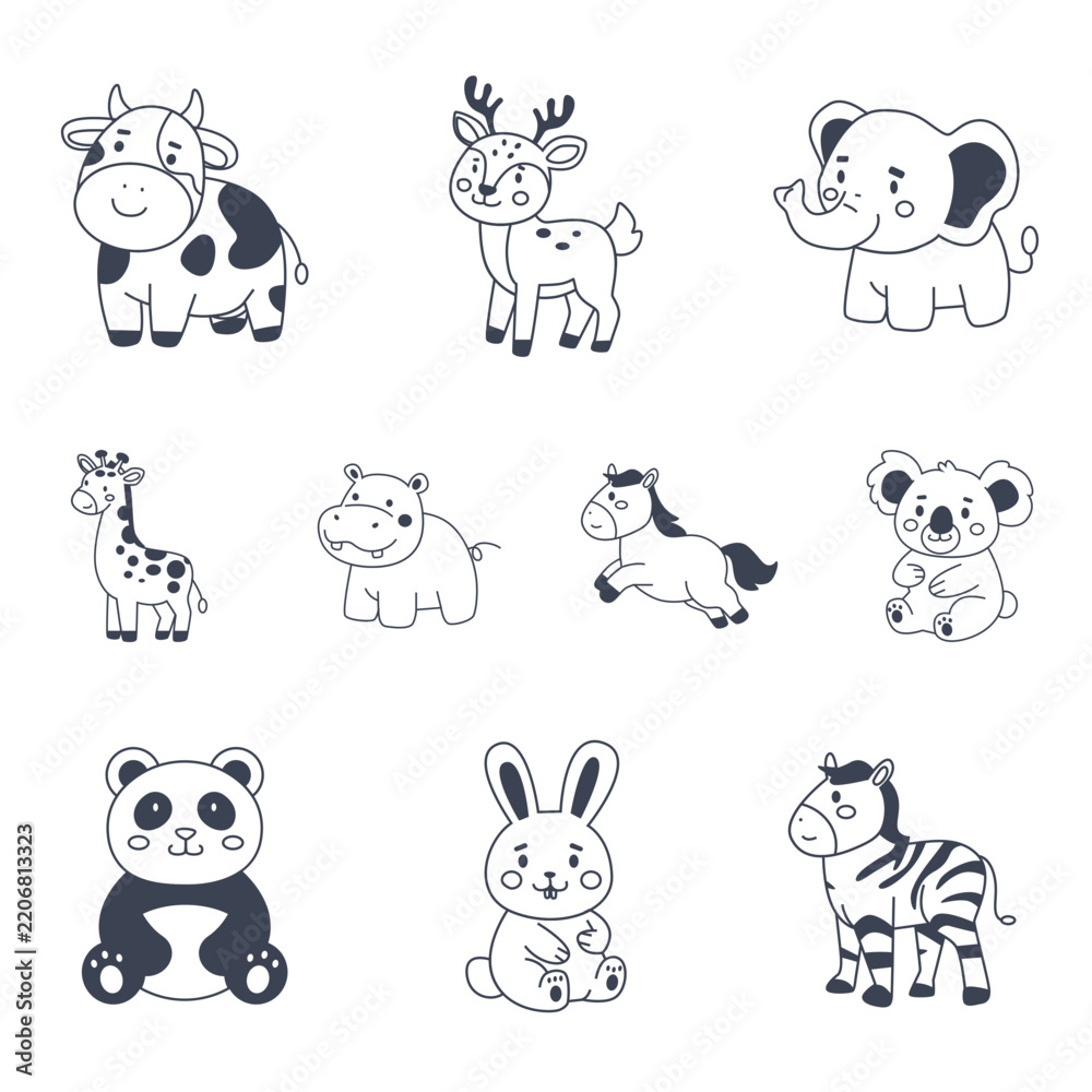 Obraz premium Herbivore Animal Outline Illustration