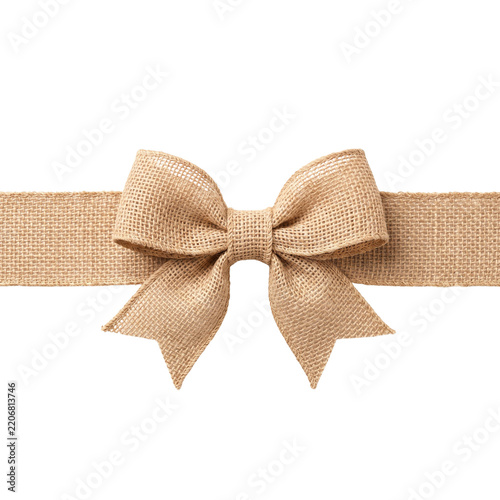 Burlap Bow Ribbon Isolated Transparent Background Natural Texture